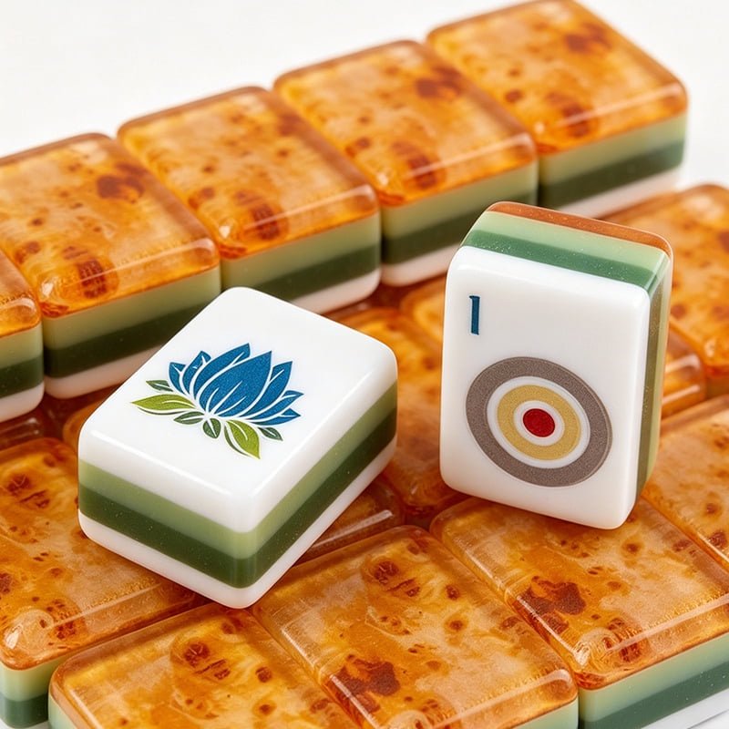 American Mahjong Tile Set Wood Grain Design for Family and Holiday Games 160 Piece Four Layer Acrylic Set