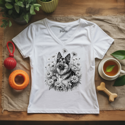 Monochrome Daisy Shepherd Lady V-Neck