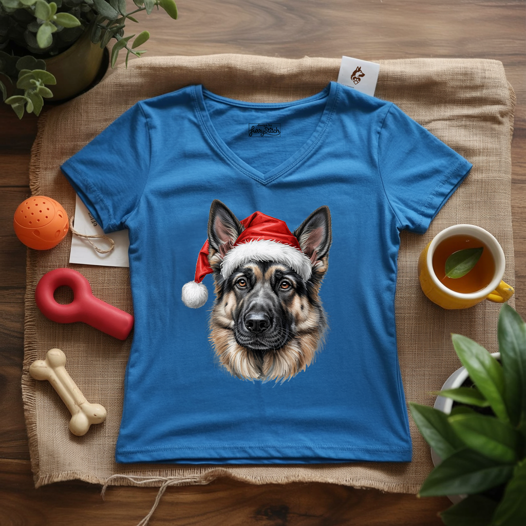 Merry German Shepherd Lady V-Neck