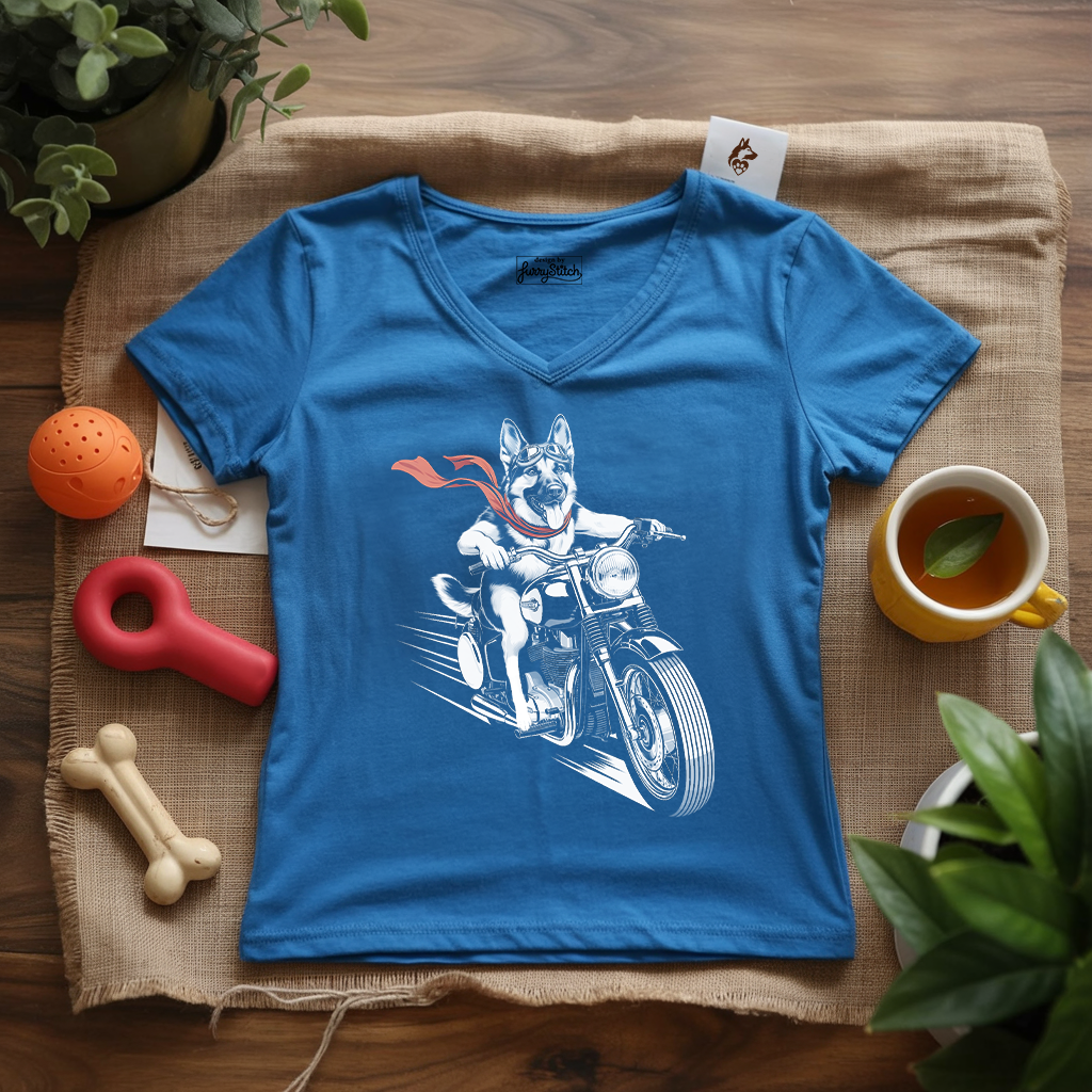 Motorcycle Shepherd Lady V-Neck