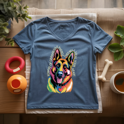 Beware Of German Shepherd Lady V-Neck