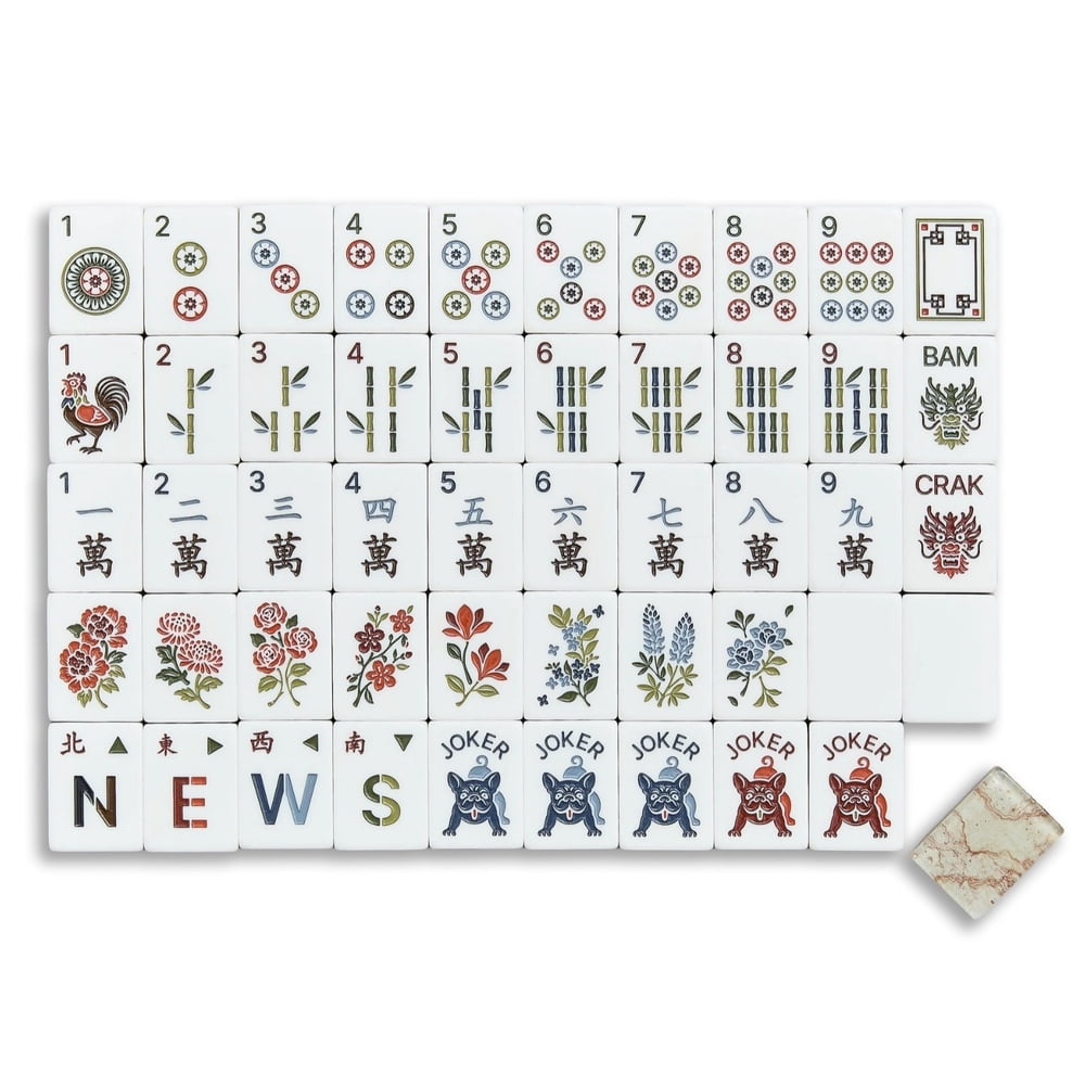 American Mahjong Tile Set Marble Pattern Design for Family and Social Games 160 Piece Engraved Acrylic Set
