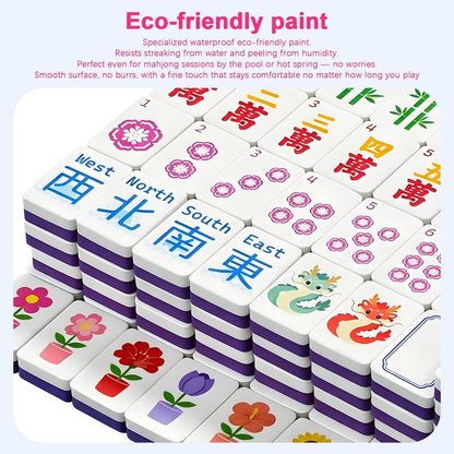 Floating American Mahjong Tile Set Pool Party Design for Beach and Outdoor Games 160 Piece Waterproof EVA Foam Set with Storage Bag