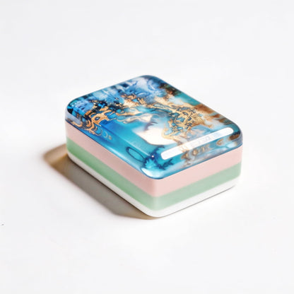American Mahjong Tile Set Blue Ocean Design for Home and Travel Games Engraved Acrylic Tiles Only