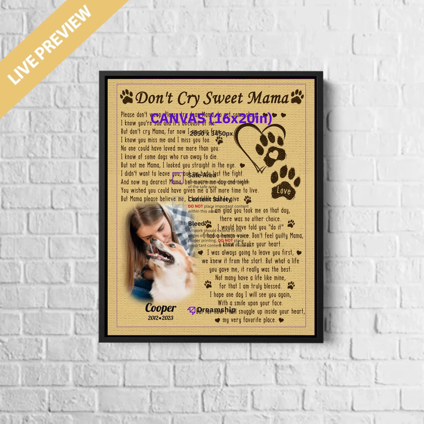 16x20 - Framed Black - Mockup Canvas Dọc