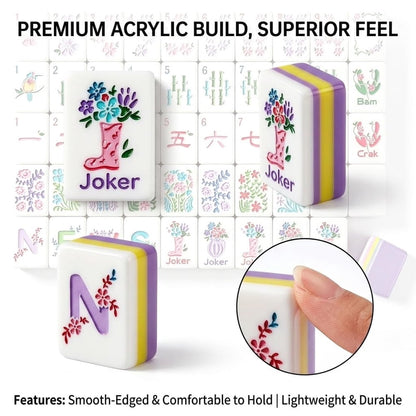 American Mahjong Tile Set Colorful Four Layer Design for Home and Travel Games 160 Piece Acrylic Set with Carrying Bag