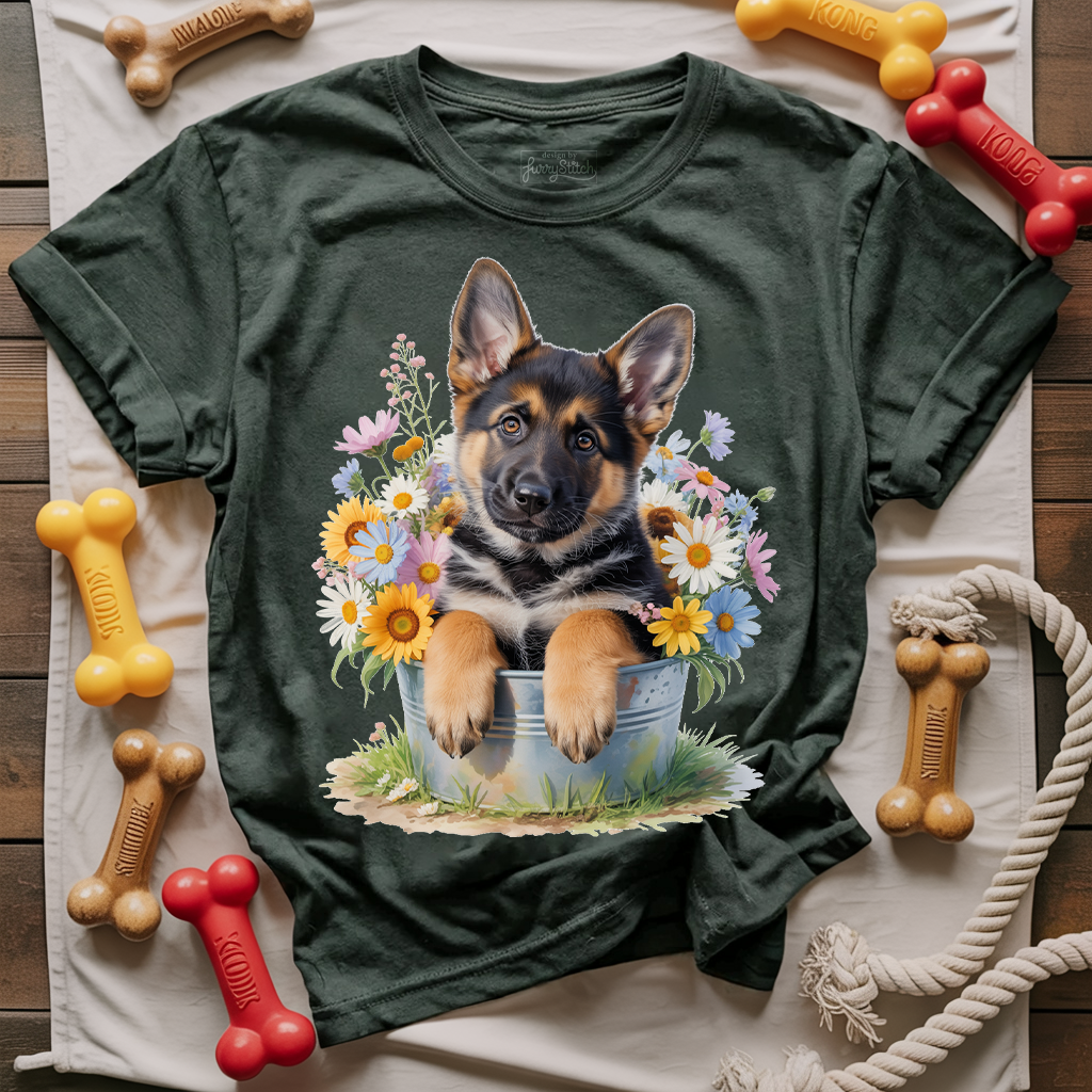 Flower Bucket Shepherd T-shirt