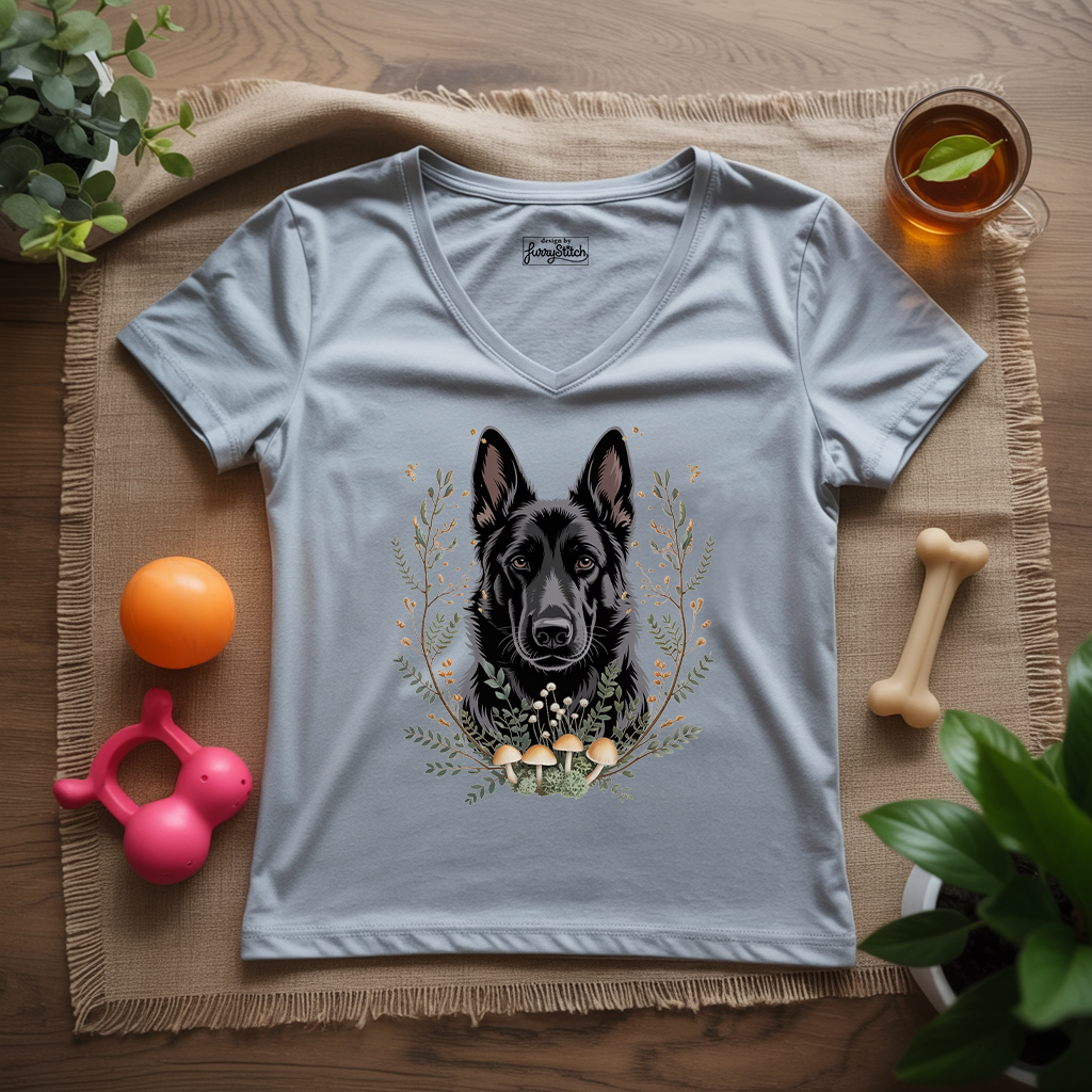 Bohemian Black Shepherd Lady V-Neck