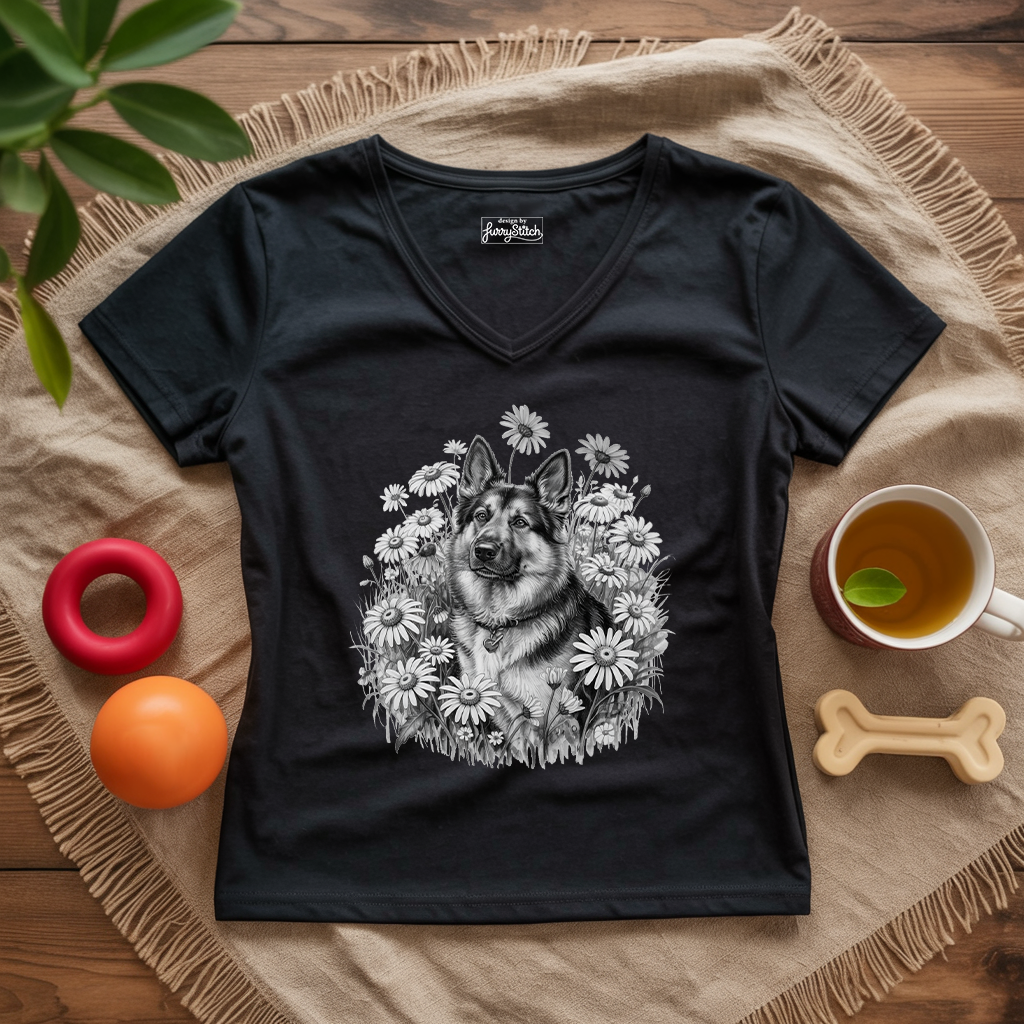 Monochrome Daisy Shepherd Lady V-Neck