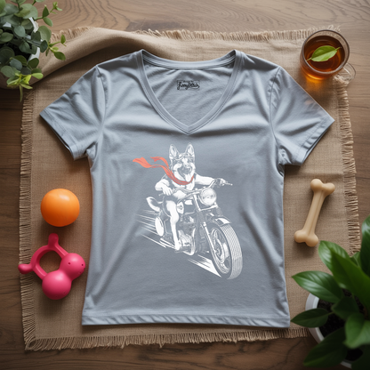 Motorcycle Shepherd Lady V-Neck