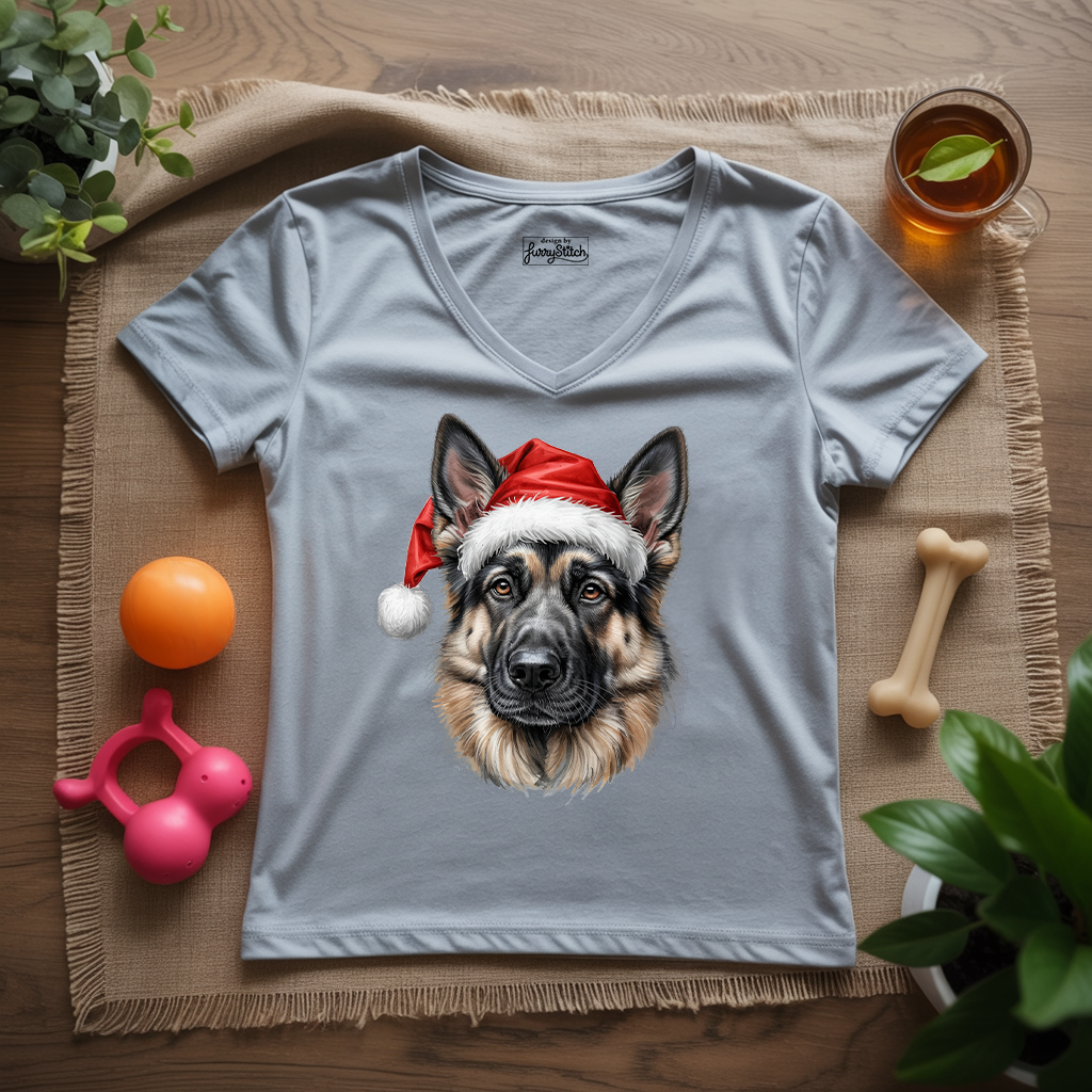 Merry German Shepherd Lady V-Neck