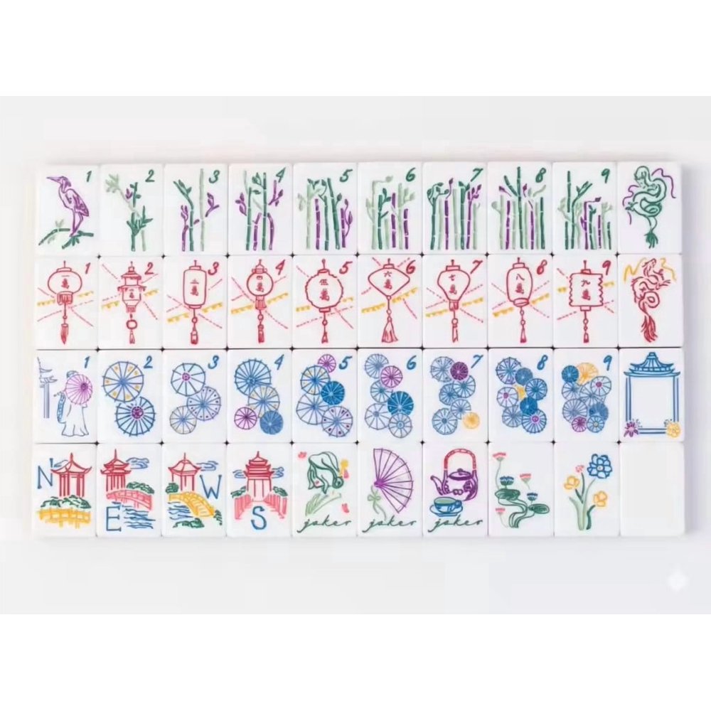 American Mahjong Set Jade Green Layered Design for Family Game Nights 160 Piece Pearlescent Acrylic Set with Storage Bag