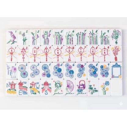 American Mahjong Set Jade Green Layered Design for Family Game Nights 160 Piece Pearlescent Acrylic Set with Storage Bag