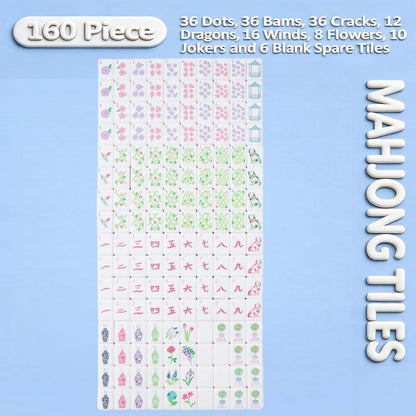 American Mahjong Tile Set Purple Layered Design for Family Game Nights 160 Piece Clear Engraved Acrylic Set with Carrying Bag