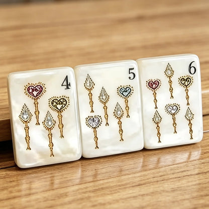 American Mahjong Tile Set Pearlescent Lion and Clover Design for Social Game Nights 160 Piece Acrylic Set