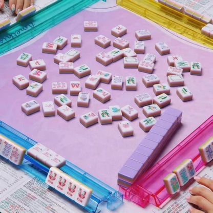 American Mahjong Tile Set Four Layer Design for Family Game Nights 160 Piece Acrylic Tabletop Set