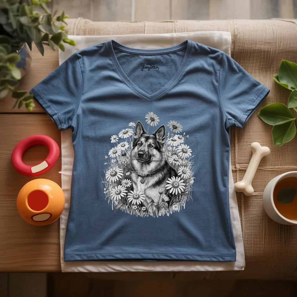 Monochrome Daisy Shepherd Lady V-Neck