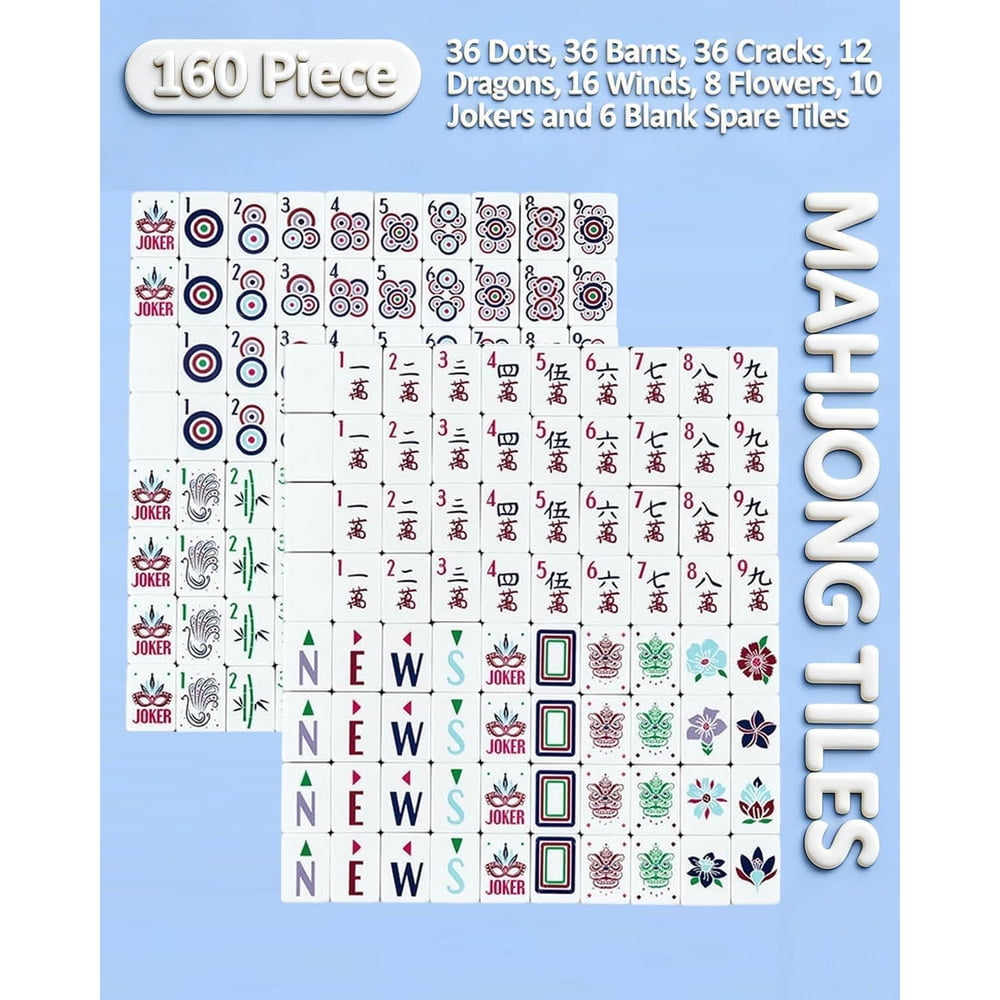 American Mahjong Tile Set Purple Layered Design for Family Game Nights 160 Piece Clear Engraved Acrylic Set with Carrying Bag