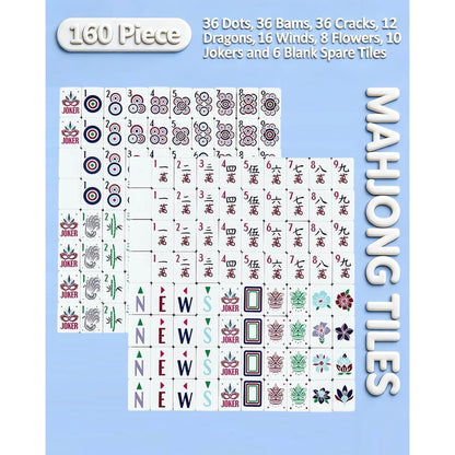 American Mahjong Tile Set Purple Layered Design for Family Game Nights 160 Piece Clear Engraved Acrylic Set with Carrying Bag