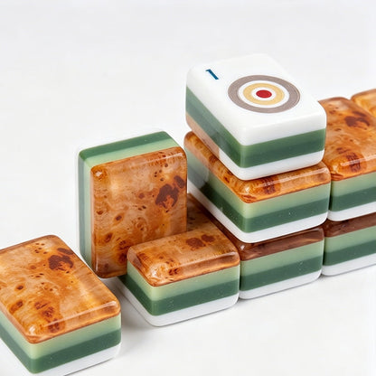 American Mahjong Tile Set Wood Grain Design for Family and Holiday Games 160 Piece Four Layer Acrylic Set