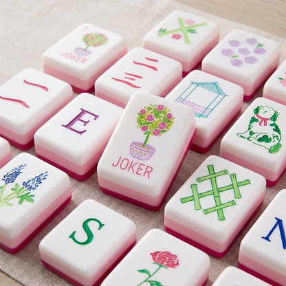 American Mahjong Tile Set Clear Engraved Layered Design for Home and Travel Games 160 Piece Mini Acrylic Set with Storage Bag