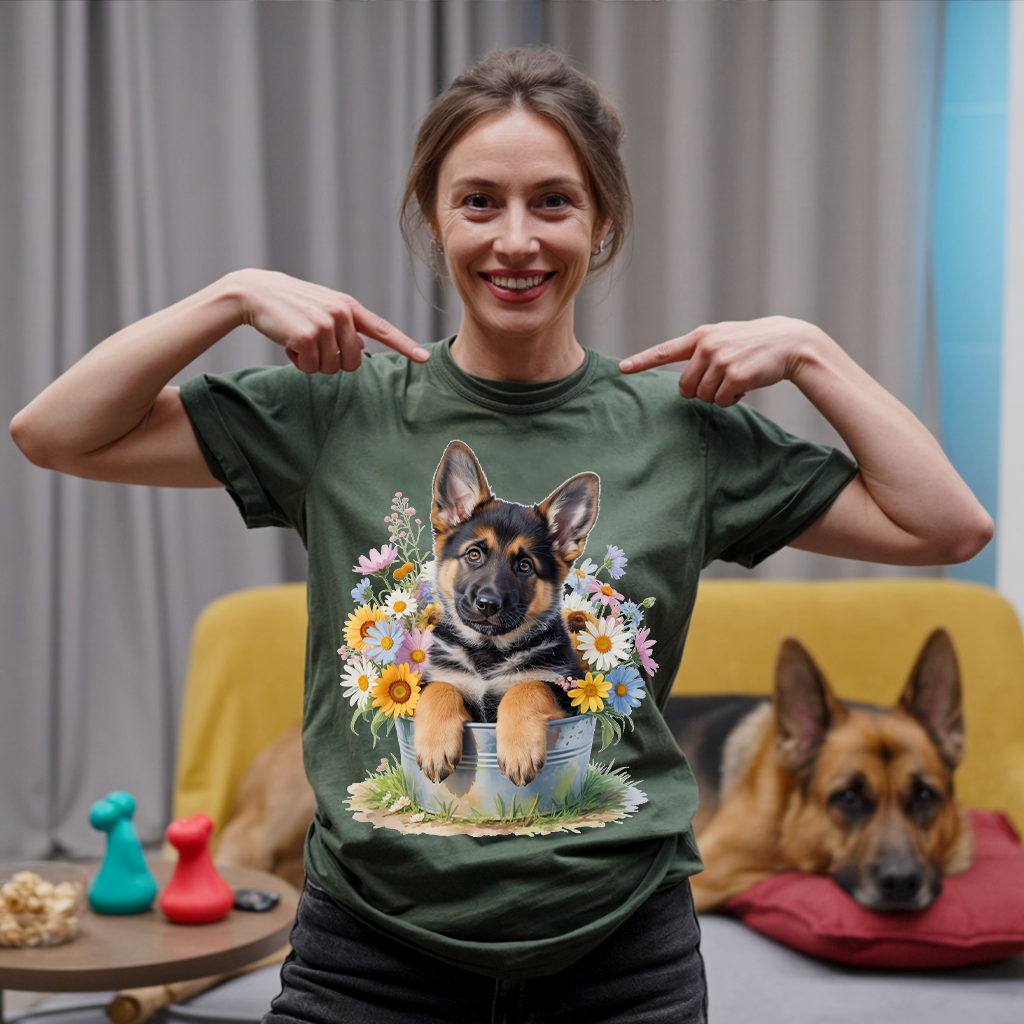 Flower Bucket Shepherd T-shirt