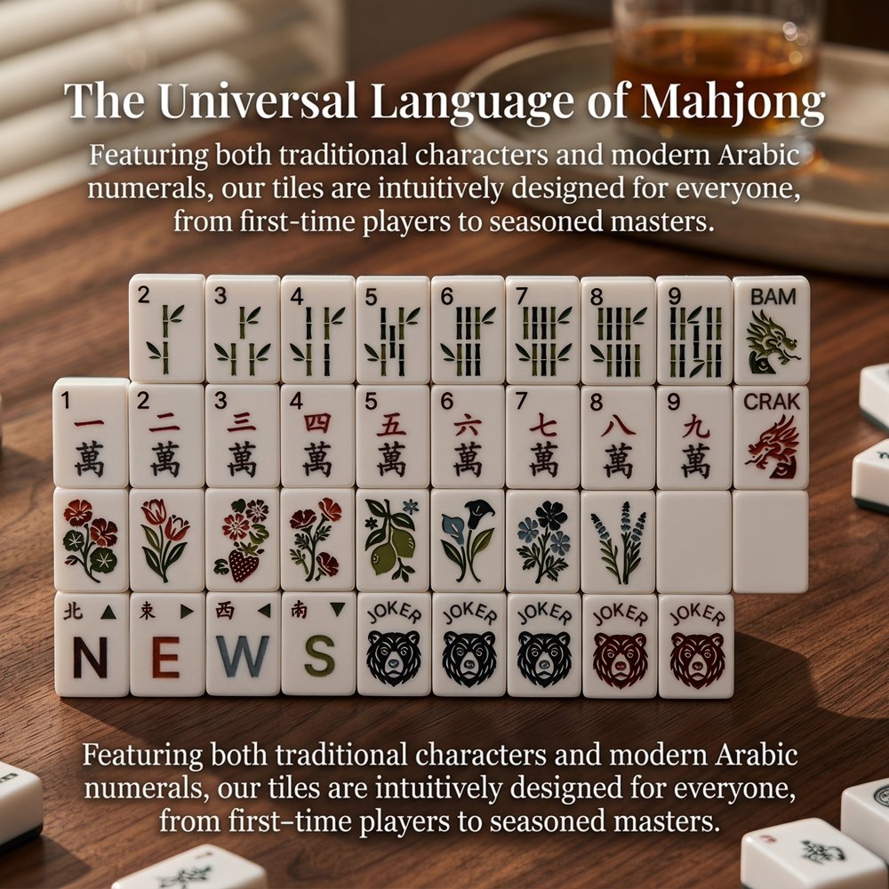 American Mahjong Game Set Dark Navy Vintage Design for Game Nights and Travel 160 Piece Four Layer Acrylic Set with Accessories