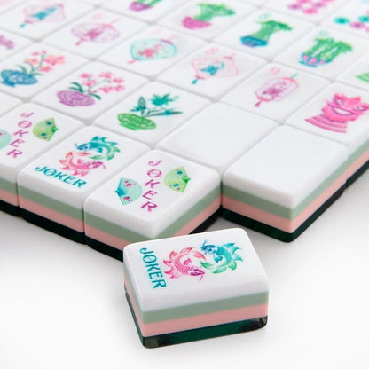 American Mahjong Tile Set Clear Engraved Four Layer Design for Home and Travel Games 160 Piece Acrylic Set with Storage Bag