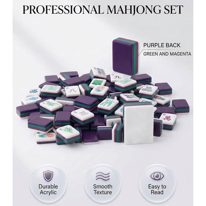 American Mahjong Game Set Paisley Travel Design for Adult and Family Games 160 Piece Four Layer Engraved Acrylic Kit with Bag and Dice