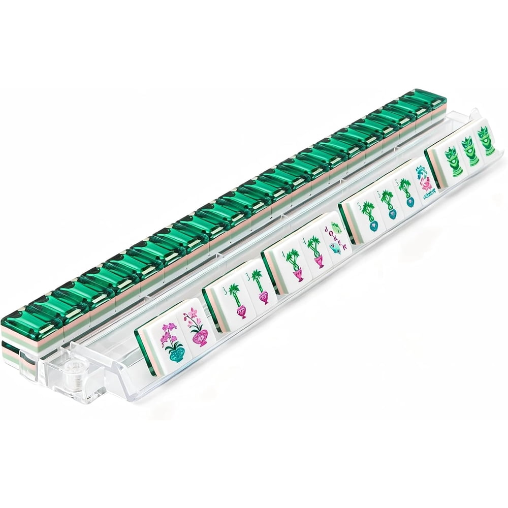 American Mahjong Tile Set Clear Engraved Four Layer Design for Home and Travel Games 160 Piece Acrylic Set with Storage Bag
