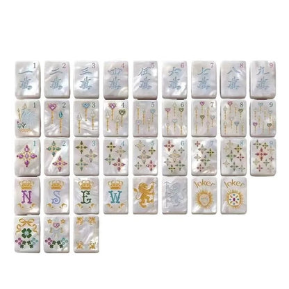 American Mahjong Tile Set Pearlescent Lion and Clover Design for Social Game Nights 160 Piece Acrylic Set