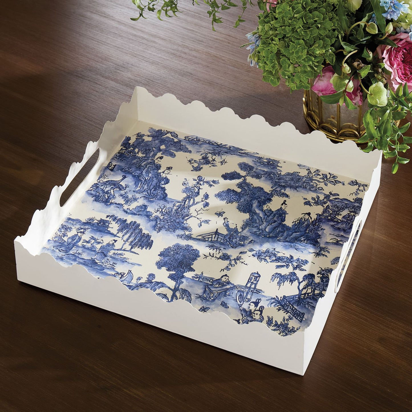 Scalloped Chinoiserie Tray