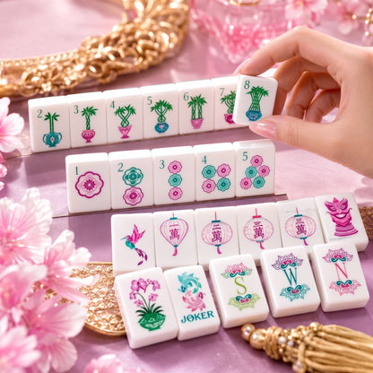 American Mahjong Tile Set Clear Engraved Four Layer Design for Home and Travel Games 160 Piece Acrylic Set with Storage Bag