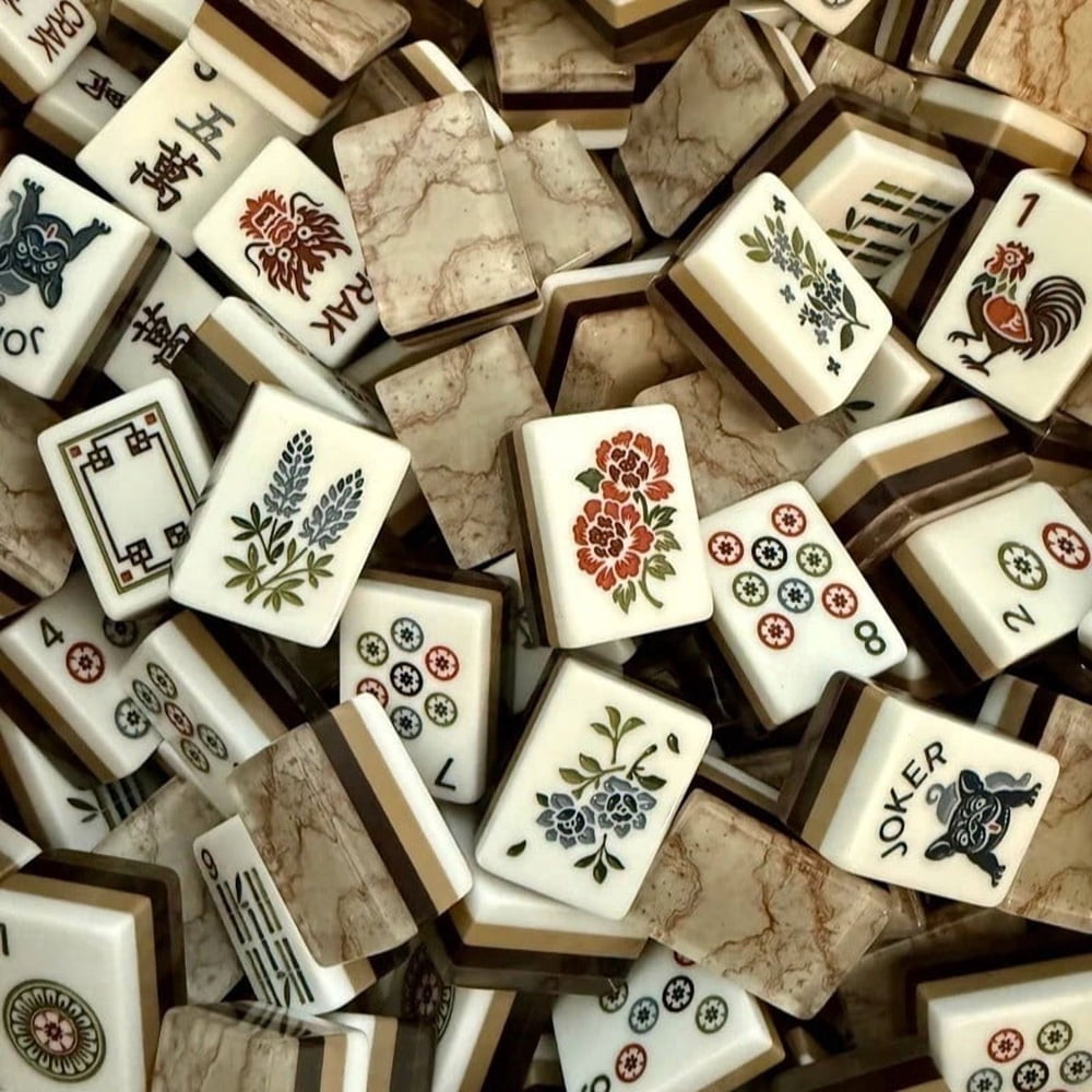 American Mahjong Tile Set Marble Pattern Design for Family and Social Games 160 Piece Engraved Acrylic Set