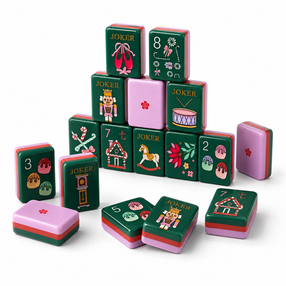 American Mahjong Tile Set Retro Pattern Design for Parties and Family Game Nights 160 Piece Acrylic Set with Carrying Bag