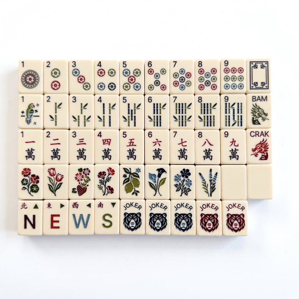 American Mahjong Game Set Dark Navy Vintage Design for Game Nights and Travel 160 Piece Four Layer Acrylic Set with Accessories
