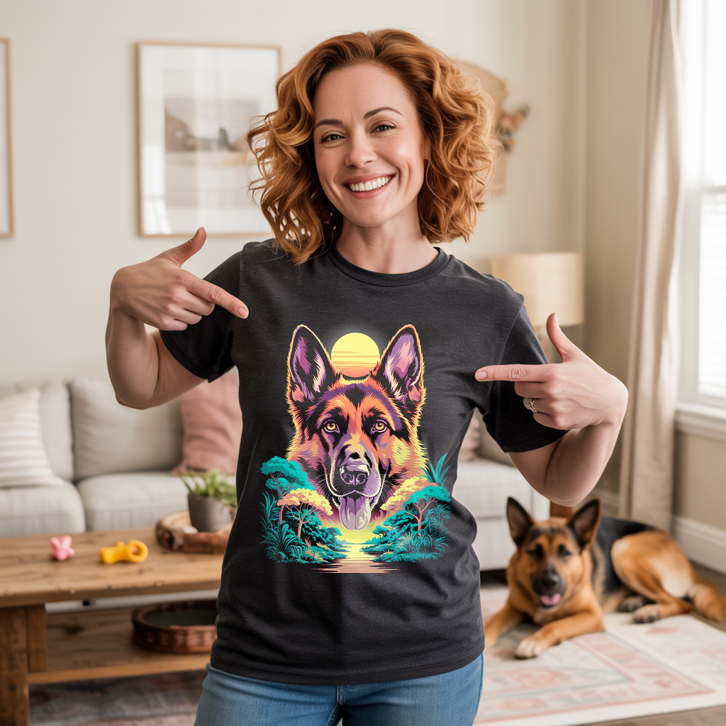 Sunset Guardian GSD T-shirt