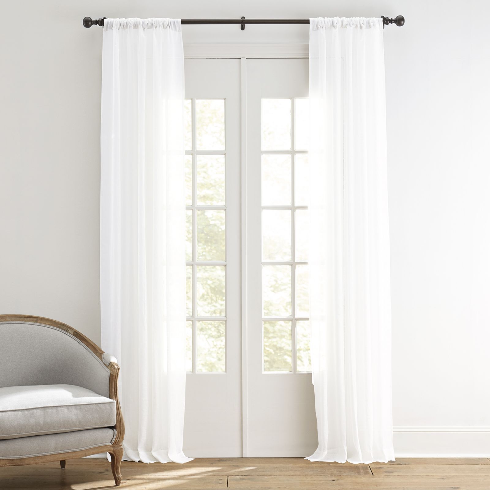 Linen Sheer Drapery Panel - White