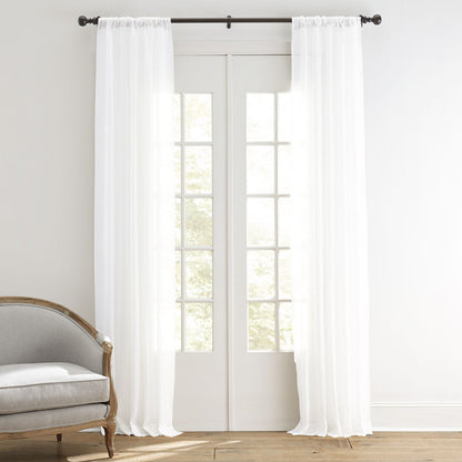 Linen Sheer Drapery Panel - White