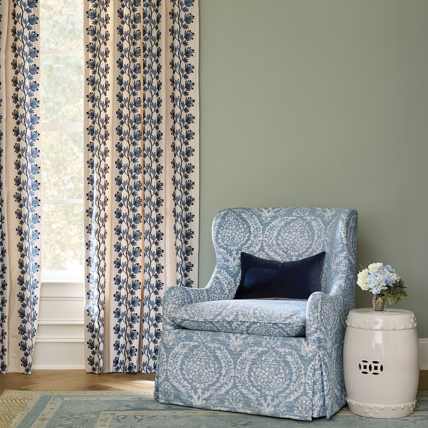 Apolline Embroidered Stripe Drapery Panel