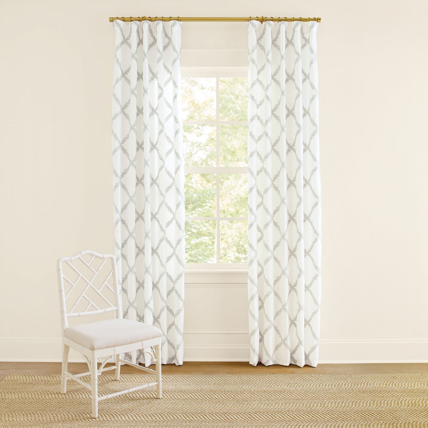 Lucian Embroidered Trellis Drapery Panel