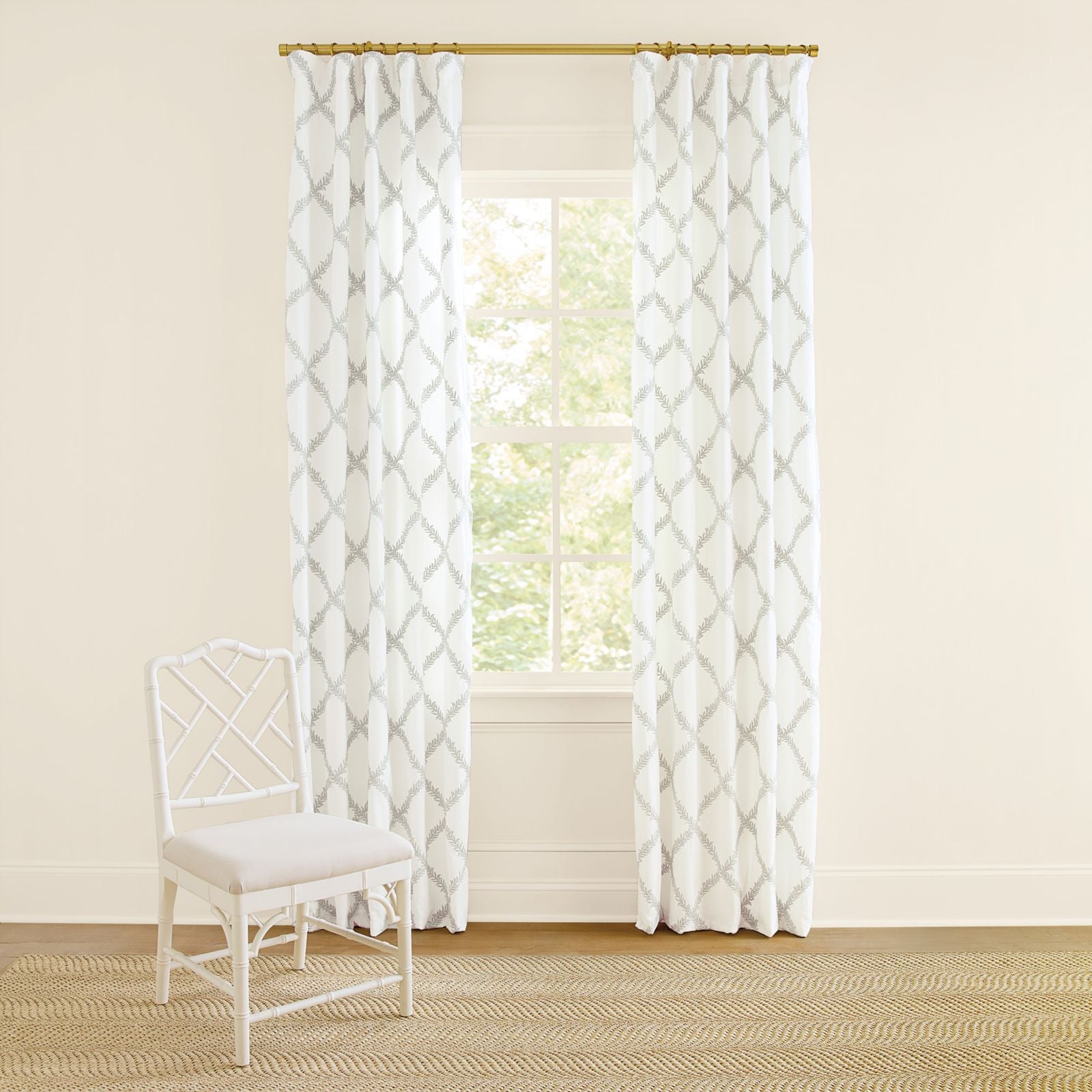 Lucian Embroidered Trellis Drapery Panel