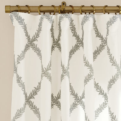 Lucian Embroidered Trellis Drapery Panel