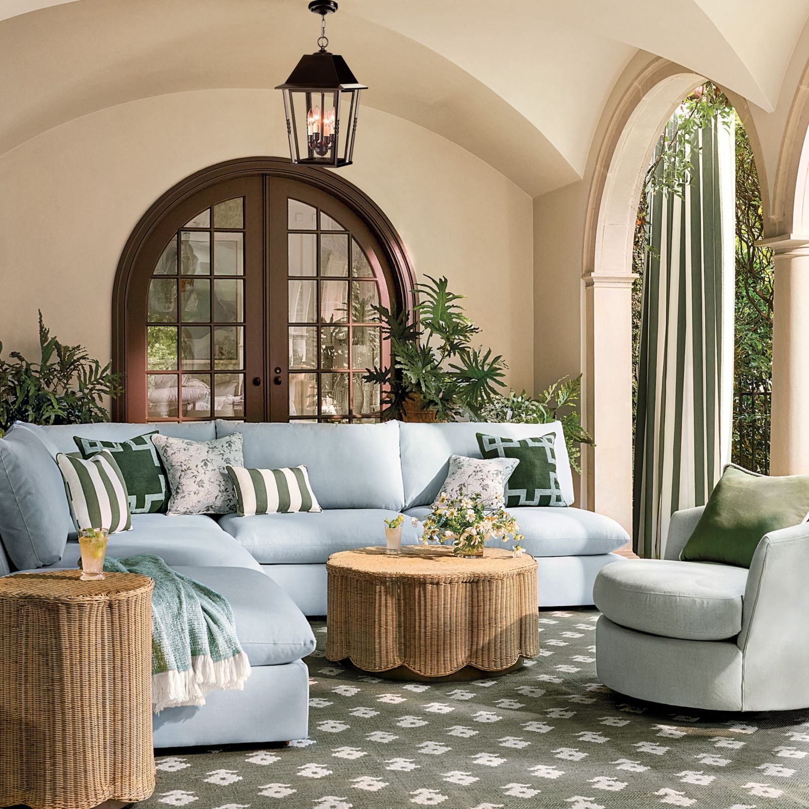Peonies Sunbrella® Outdoor Pillow
