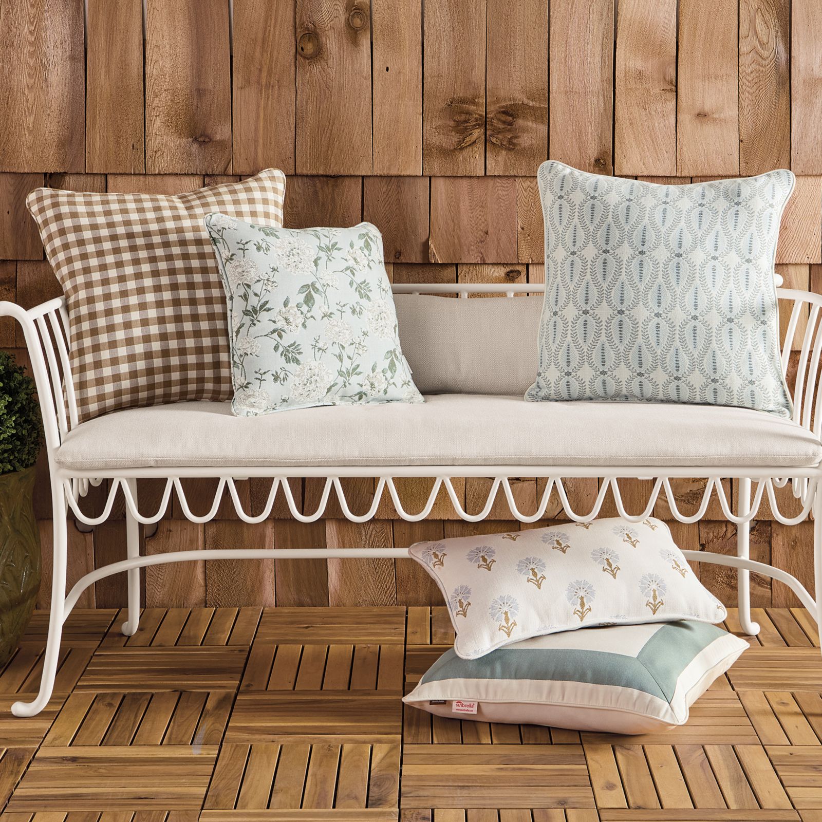 Gale Check Sunbrella® Outdoor Pillow
