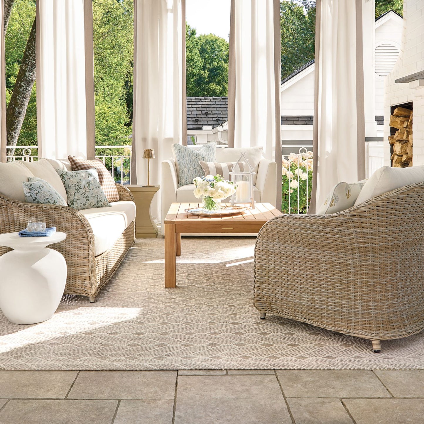 Gale Check Sunbrella® Outdoor Pillow