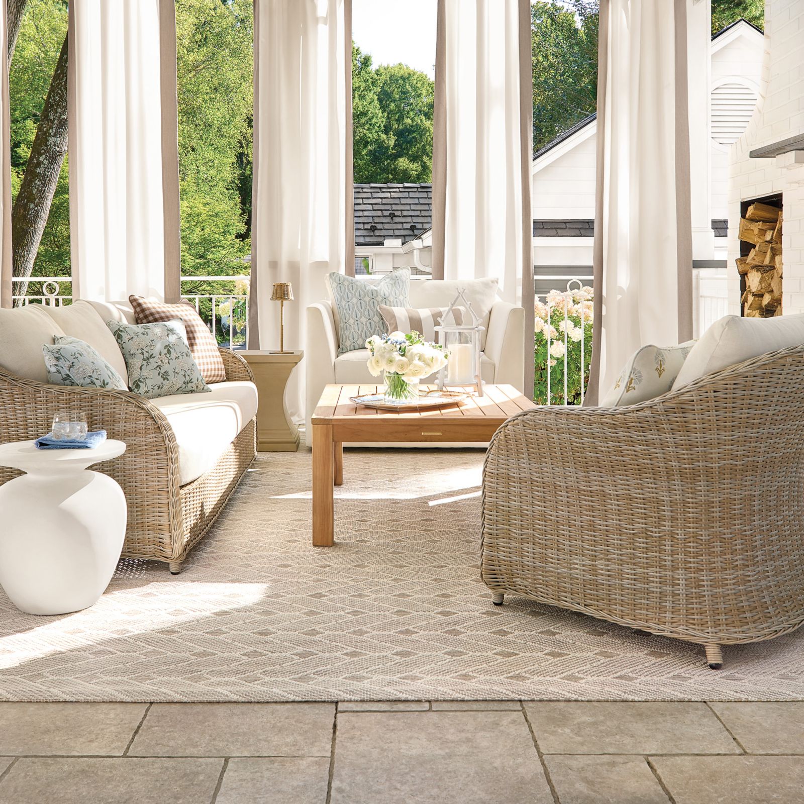Gale Check Sunbrella® Outdoor Pillow