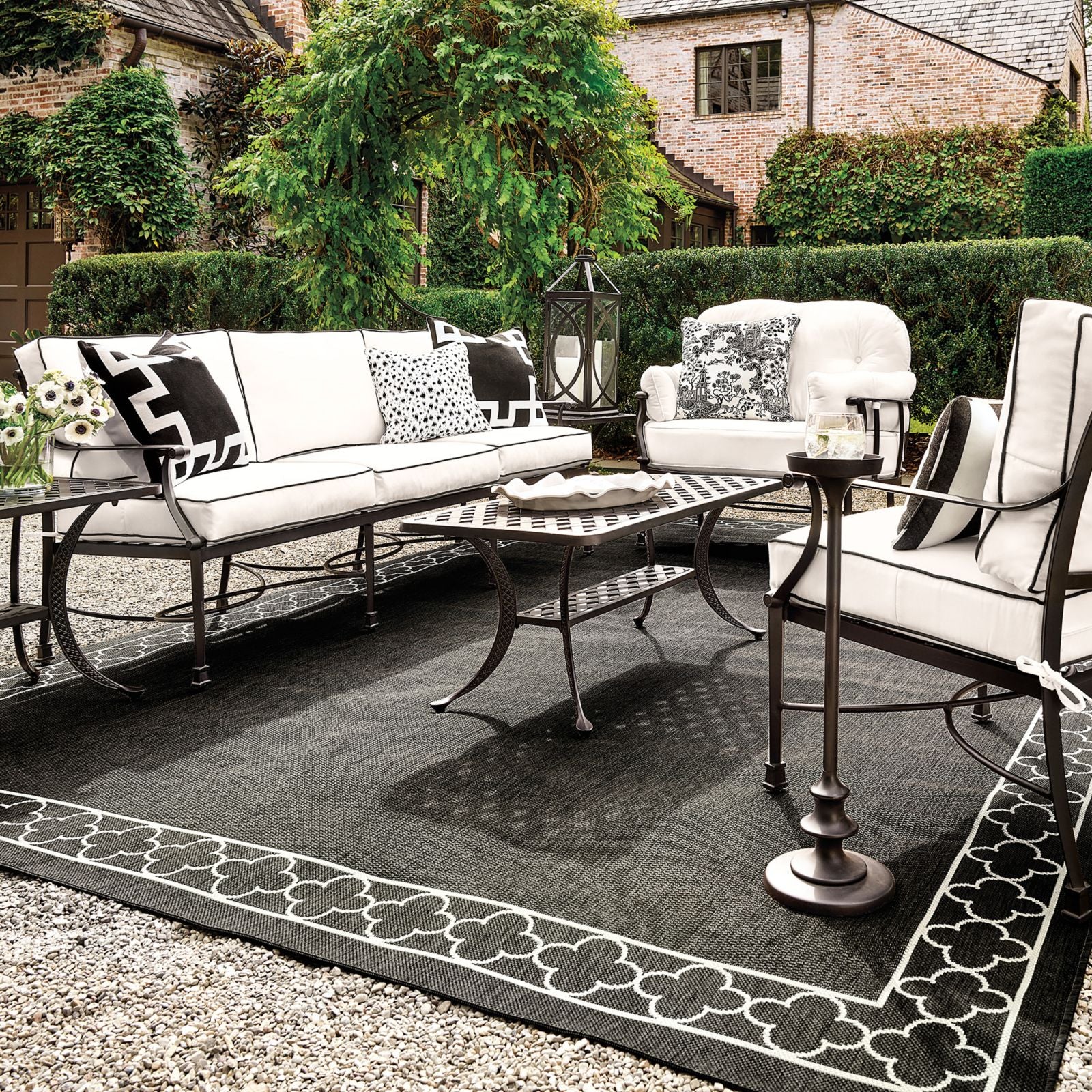 Greek Key Sunbrella® Outdoor Pillow