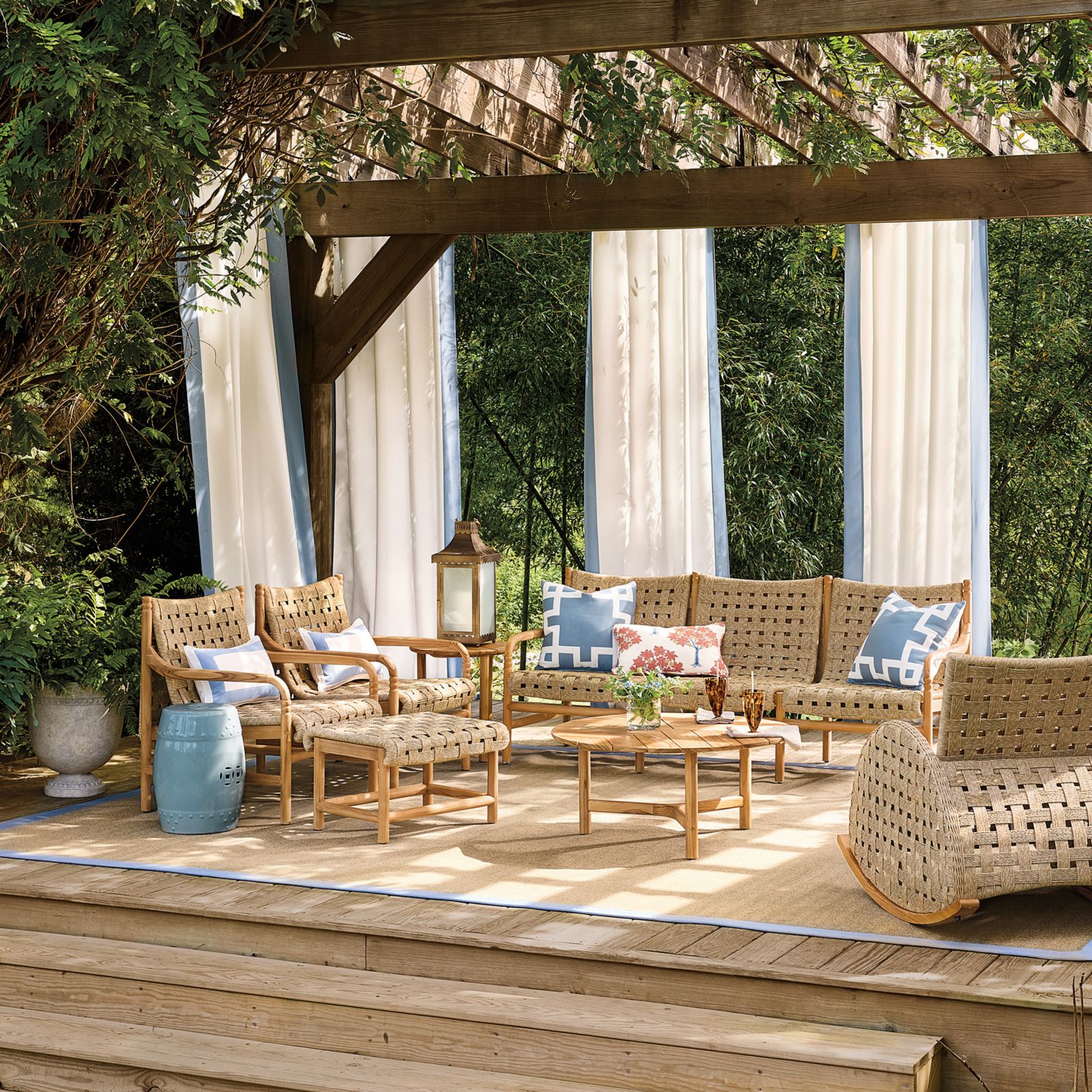 Greek Key Sunbrella® Outdoor Pillow