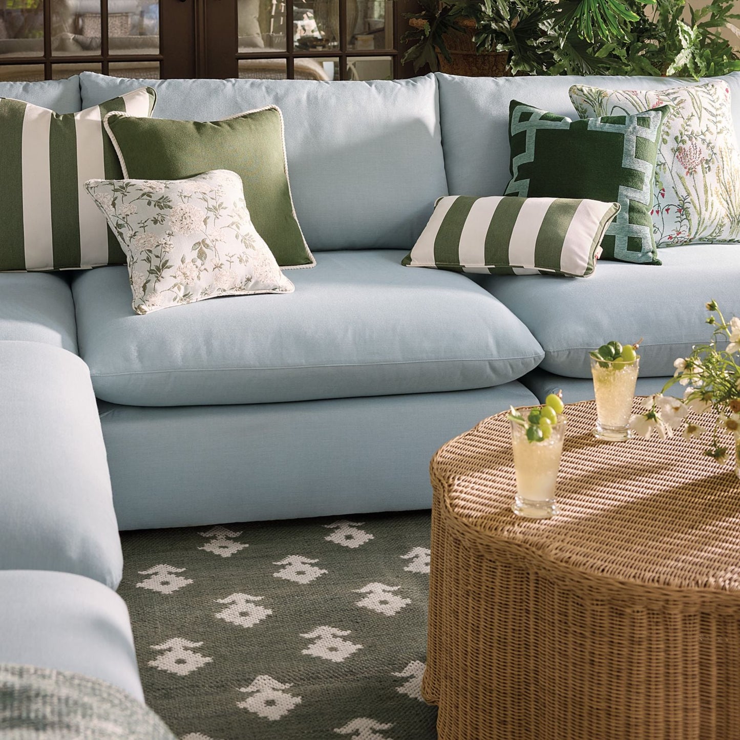 Greek Key Sunbrella® Outdoor Pillow
